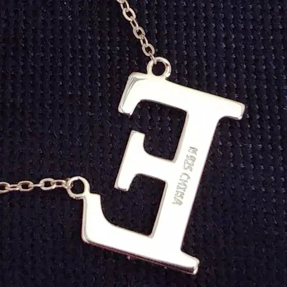 Isabella M. 925 Sterling Silver w/Gold Overlay Letter 'E' Initial Necklace NWT - Picture 2 of 4